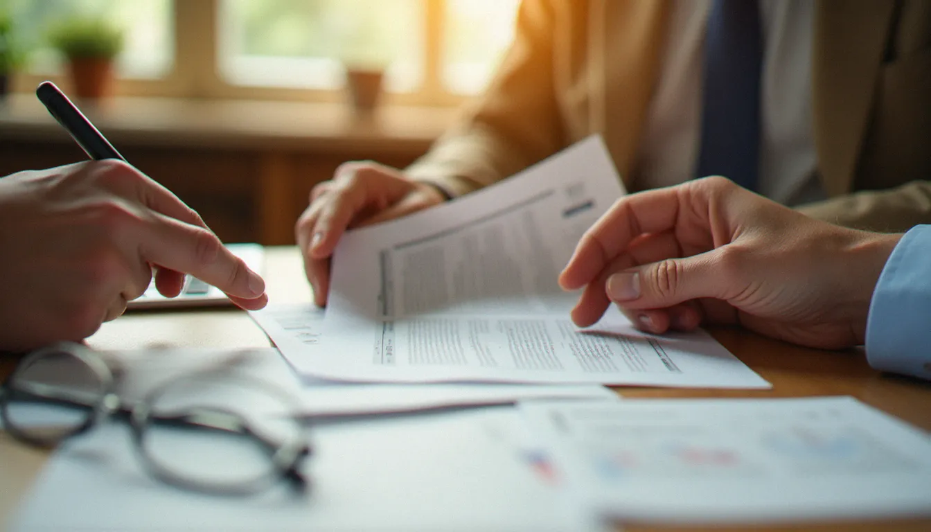 Conseiller et usager senior consultant ensemble des documents administratifs, illustrant la qualité d'écoute et d'accompagnement relevée dans les avis france services
