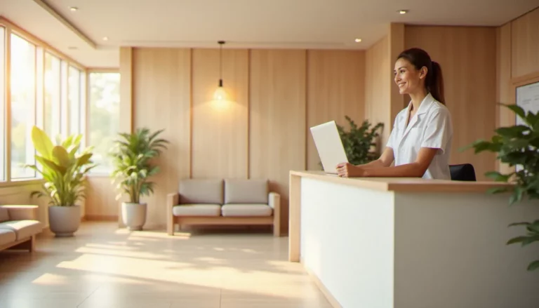 Espace d'accueil lumineux d'une clinique médicale privée moderne illustrant les services proposés par Clinique du Renaison