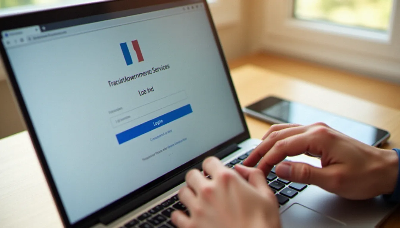 Mains tapant sur un clavier d'ordinateur pour accéder aux services en ligne via une authentification numérique sécurisée