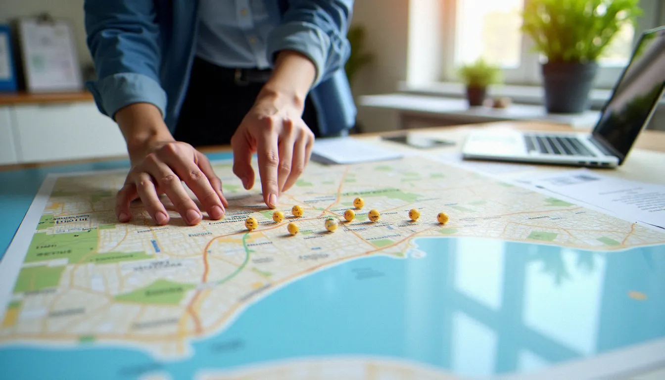 Carte de Marseille montrant la localisation des différents points d'accès France Services dans les arrondissements de la ville
