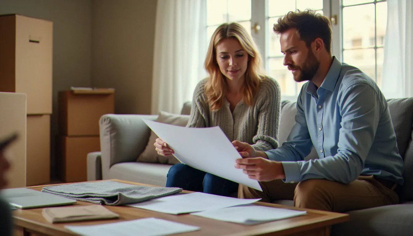 Un conseiller Move Confort Services discutant d'un projet d'installation et de confort à domicile avec une famille récemment installée dans l'Allier