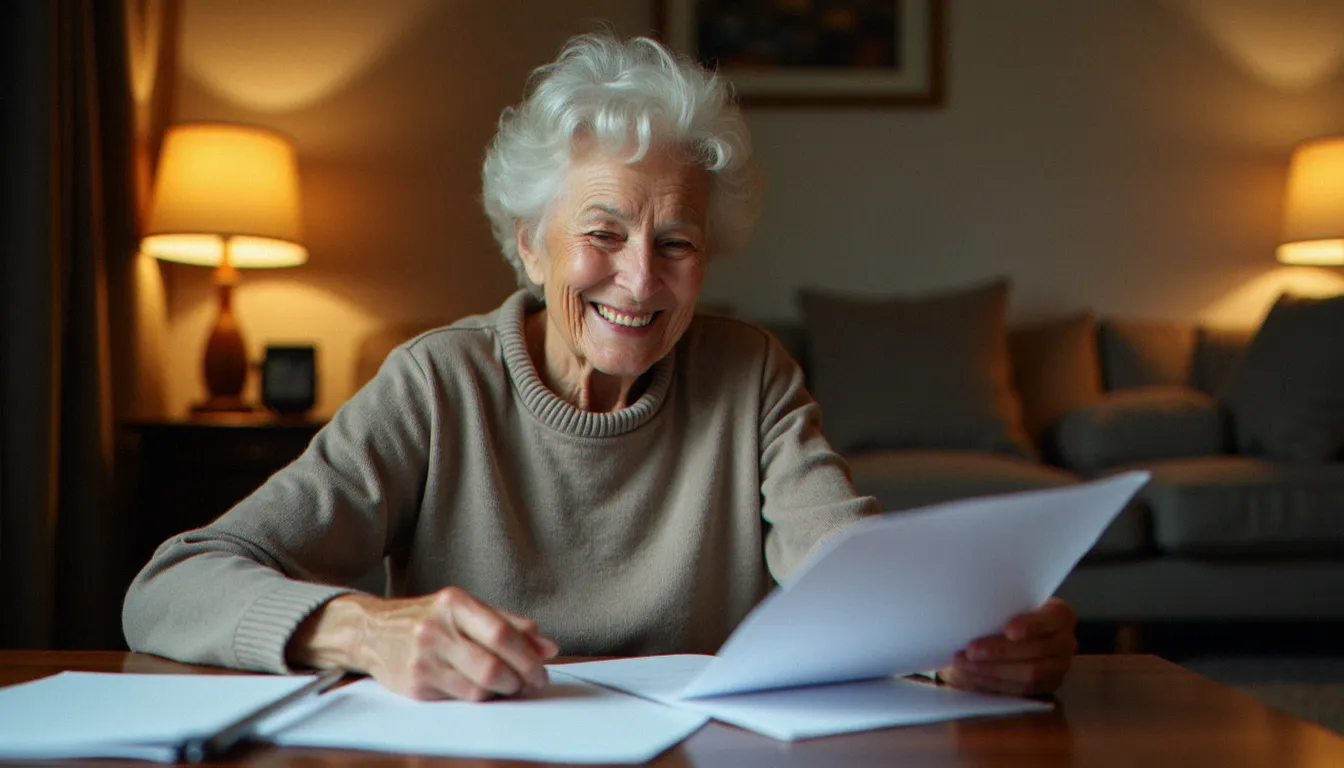Senior souriante chez elle après avoir simplifié ses démarches administratives grâce à France Services Toulouse