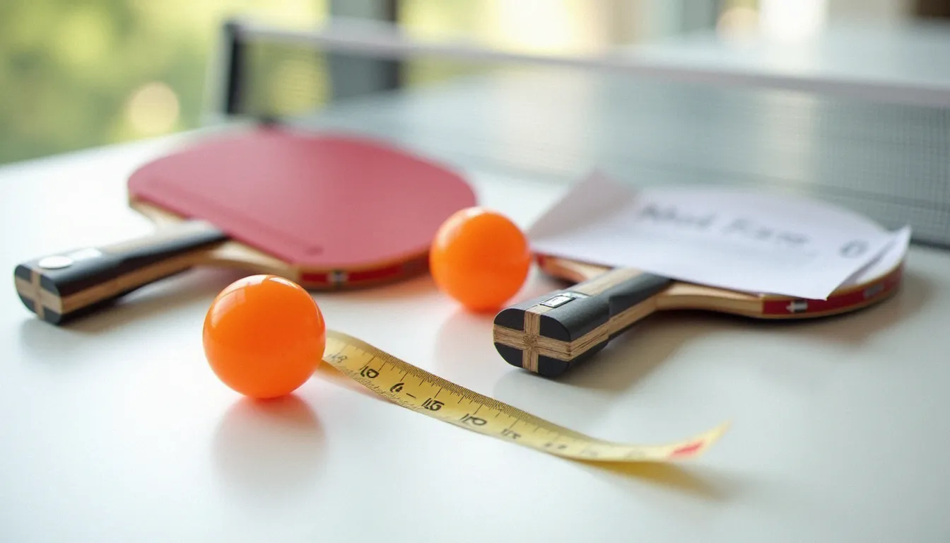 Sélection d'équipement pour un service ping pong optimal, incluant raquettes professionnelles, balles et accessoires de qualité