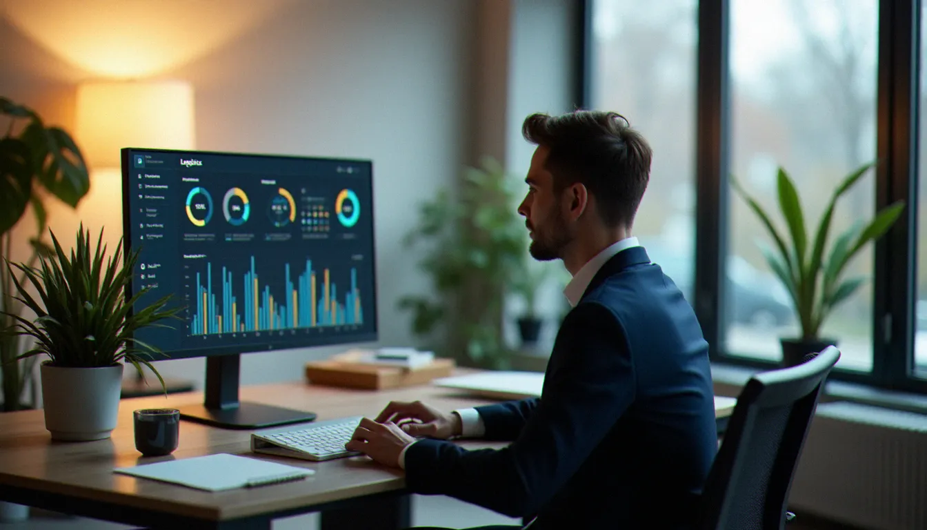 Professionnel consultant un tableau de bord de suivi logistique sur ordinateur pour optimiser ses envois FedEx en 2025