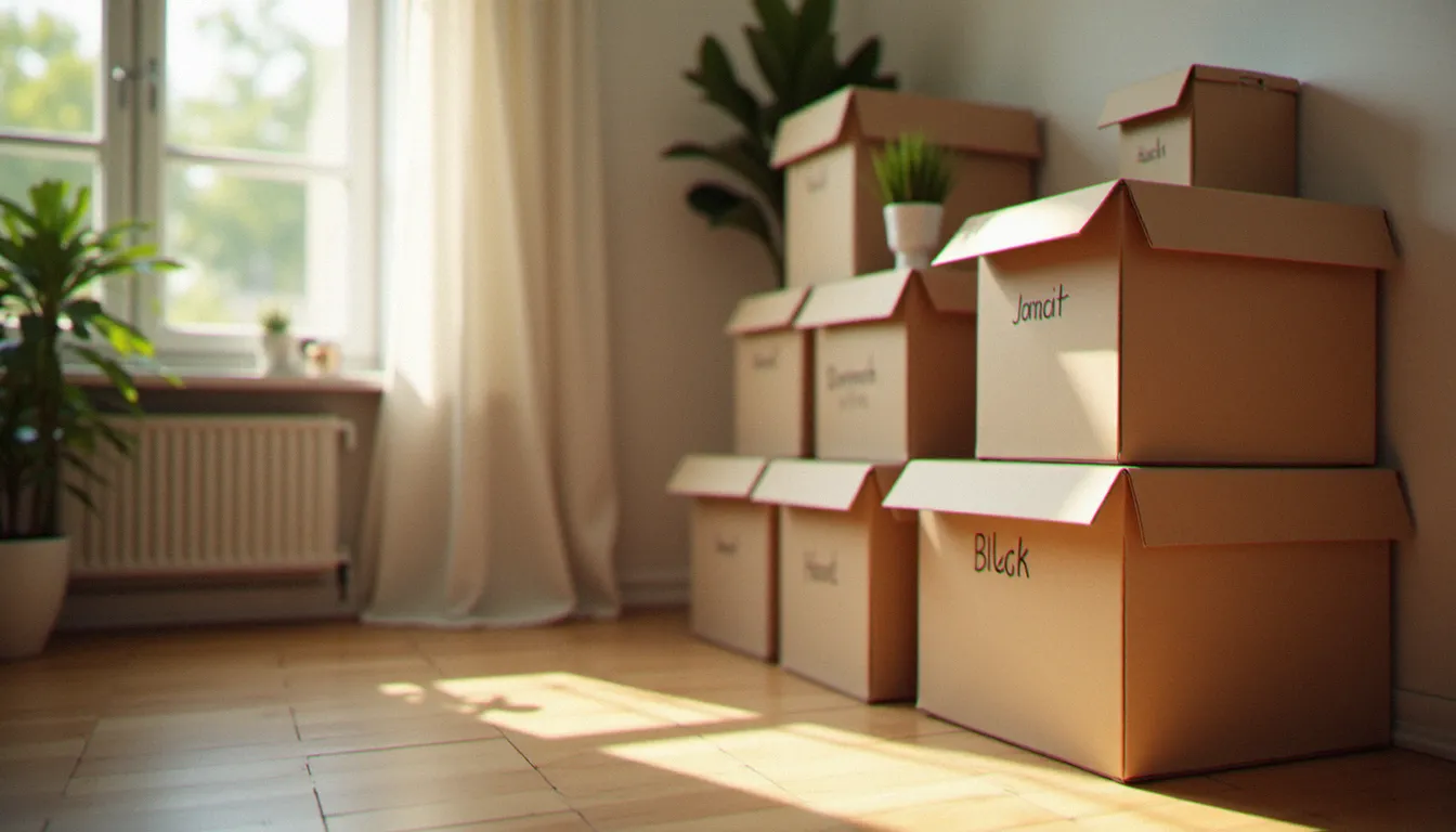 Salon d'appartement soigneusement réorganisé après une intervention de services efficaces à domicile à Clermont-Ferrand, avec rangements optimisés et espace lumineux