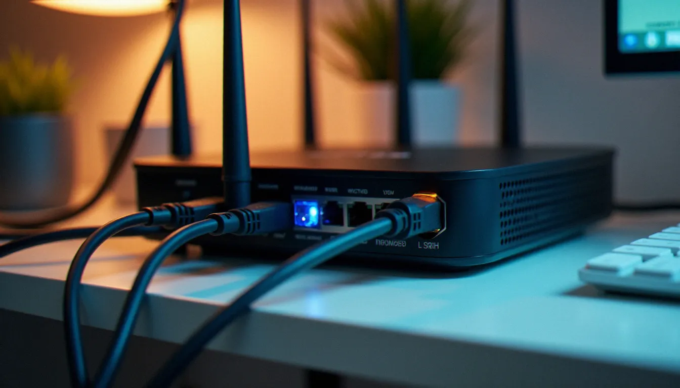 Installation réseau domestique avec câble Ethernet et box fibre pour optimiser la qualité d'un service IPTV à domicile