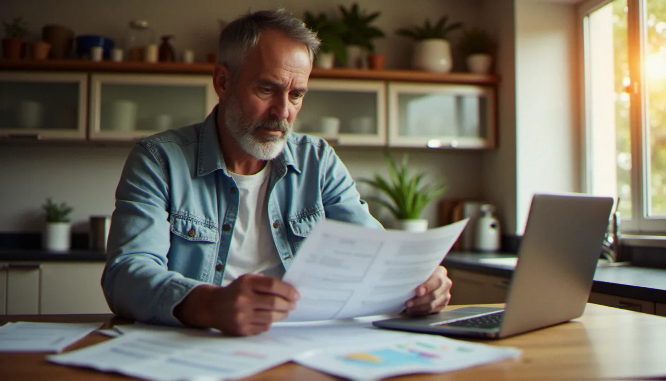 Propriétaire consultant ses documents de taxes communales et redevances liées à son logement