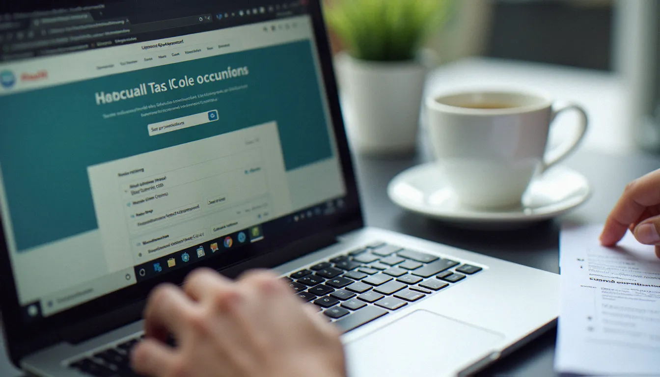 Personne effectuant sa déclaration fiscale annuelle en ligne sur le portail MyGuichet.lu pour le service recette Luxembourg