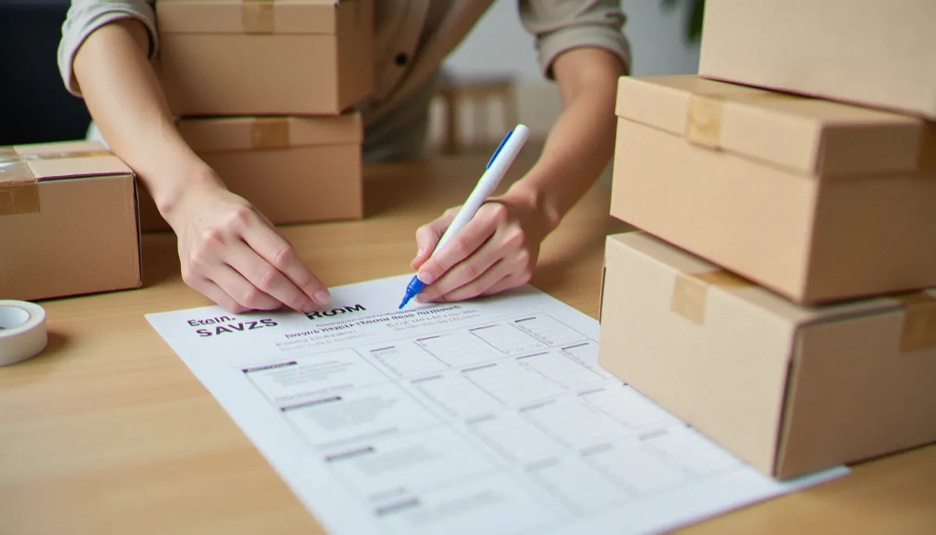 Étiquetage de cartons de déménagement avec une liste de contrôle pièce par pièce